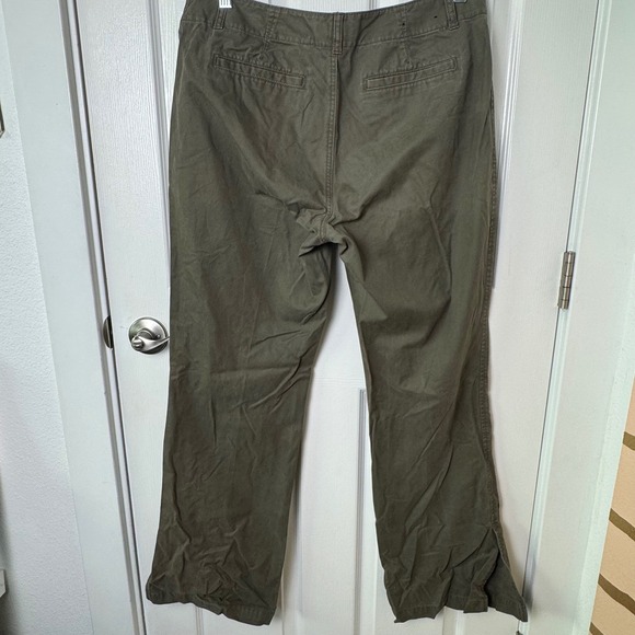Banana Republic Martin Fit Pants 12 Olive Green Wide Leg Side Slit Chino Vintage - Picture 5 of 8